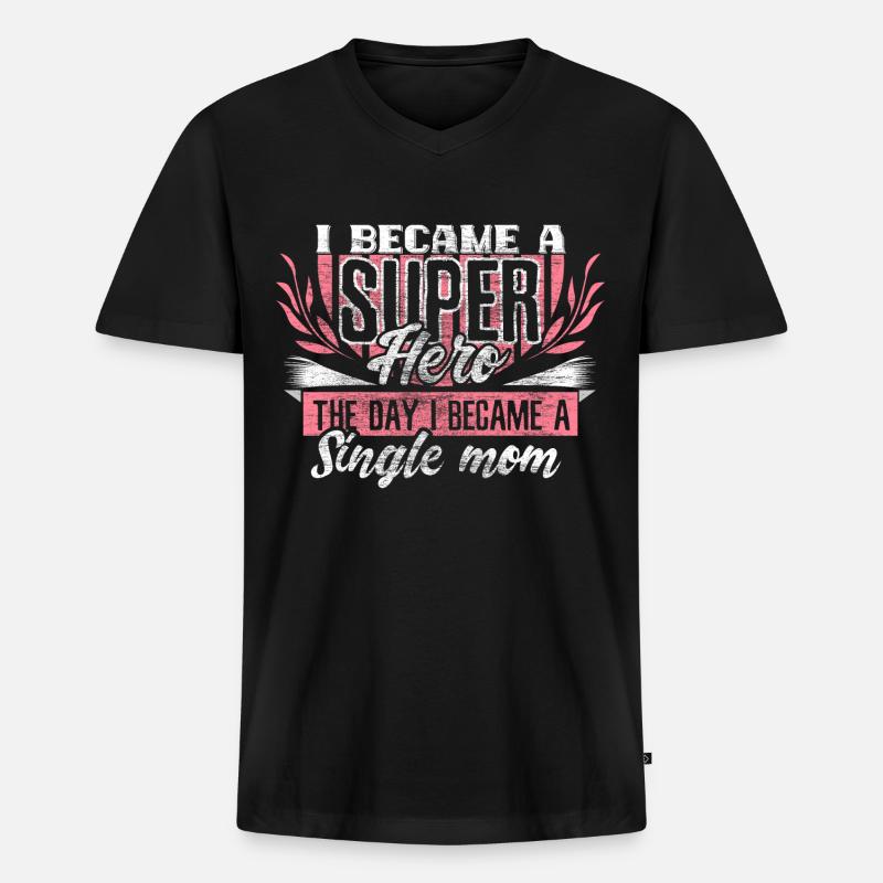 Alleinerziehende Mutter Geschenkidee - Männer Premium Bio T-Shirt mit V-Ausschnitt - Schwarz