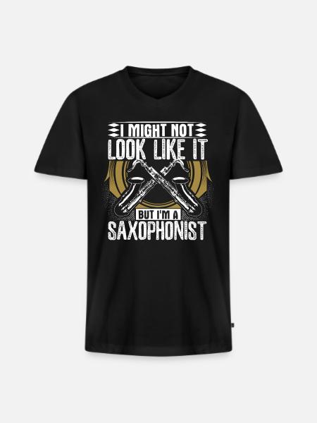 Saxophone Blues - Men's Premium Organic T-shirt with V-neck - black