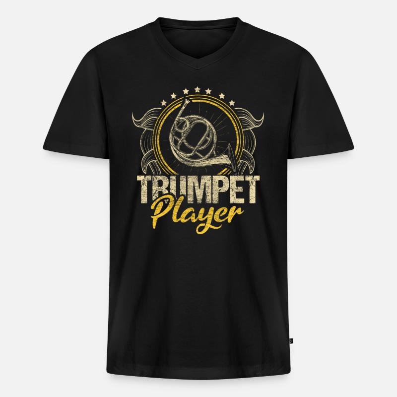 Trompete Trompeter Geschenkidee - Männer Premium Bio T-Shirt mit V-Ausschnitt - Schwarz