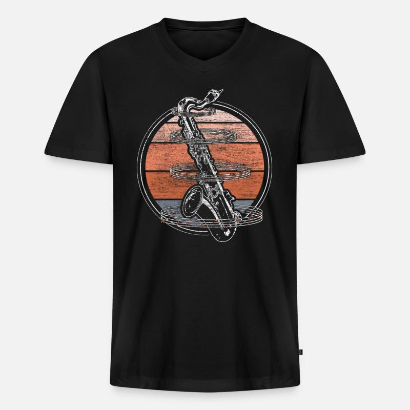 Saxophon Instrument Band Geschenk - Männer Premium Bio T-Shirt mit V-Ausschnitt - Schwarz