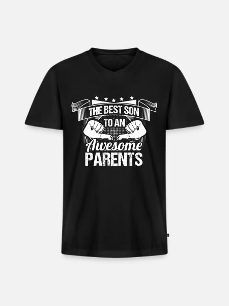Sohn Eltern Geschenkidee - Männer Premium Bio T-Shirt mit V-Ausschnitt - Schwarz