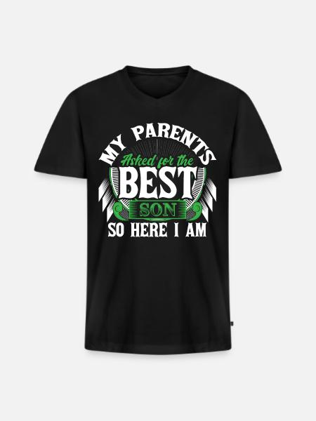 Bester Sohn Mutter Geschenk - Männer Premium Bio T-Shirt mit V-Ausschnitt - Schwarz