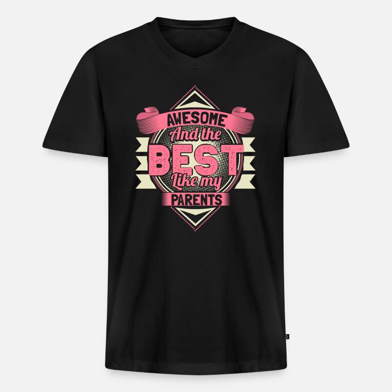 Tochter Eltern - Männer Premium Bio T-Shirt mit V-Ausschnitt - Schwarz