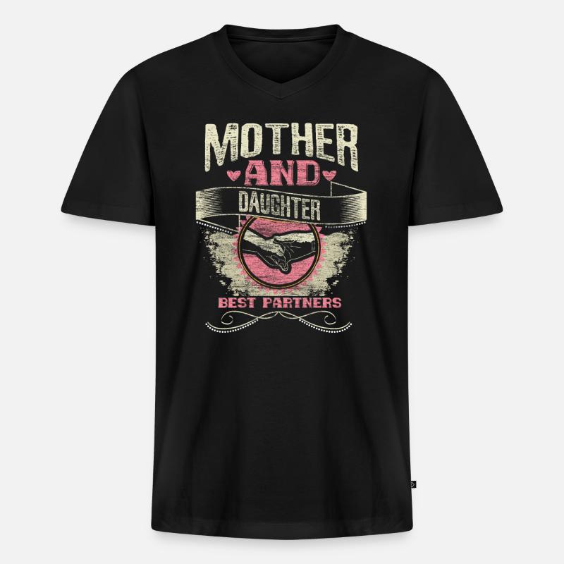 Mutter Tochter Beste Freunde Eltern - Männer Premium Bio T-Shirt mit V-Ausschnitt - Schwarz