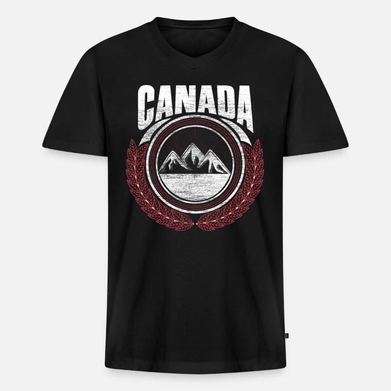 Kanada Elch Herkunft Geschenk - Männer Premium Bio T-Shirt mit V-Ausschnitt - Schwarz