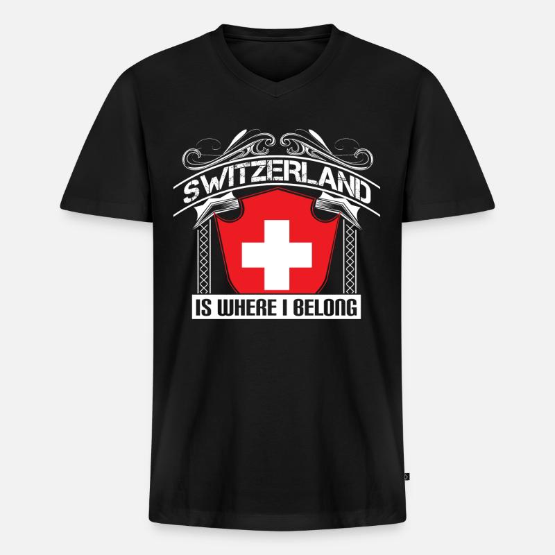 Schweiz Matterhorn Herkunft - Männer Premium Bio T-Shirt mit V-Ausschnitt - Schwarz
