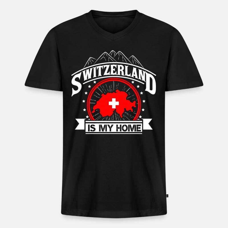 Schweiz Schweizerisch Herkunft Geschenk - Männer Premium Bio T-Shirt mit V-Ausschnitt - Schwarz