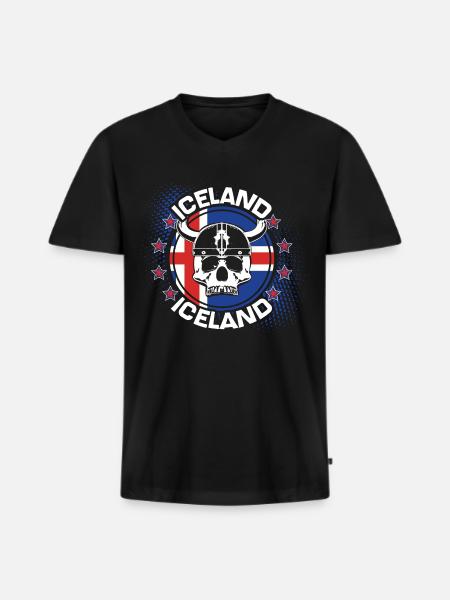 Iceland Volcano Republic Gift Idea - Men's Premium Organic T-shirt with V-neck - black