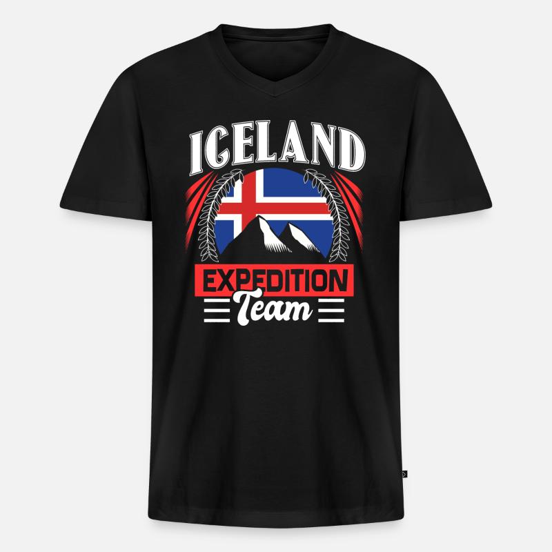 Island Geschenk - Männer Premium Bio T-Shirt mit V-Ausschnitt - Schwarz