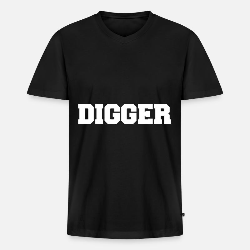 Digger Design - Männer Premium Bio T-Shirt mit V-Ausschnitt - Schwarz