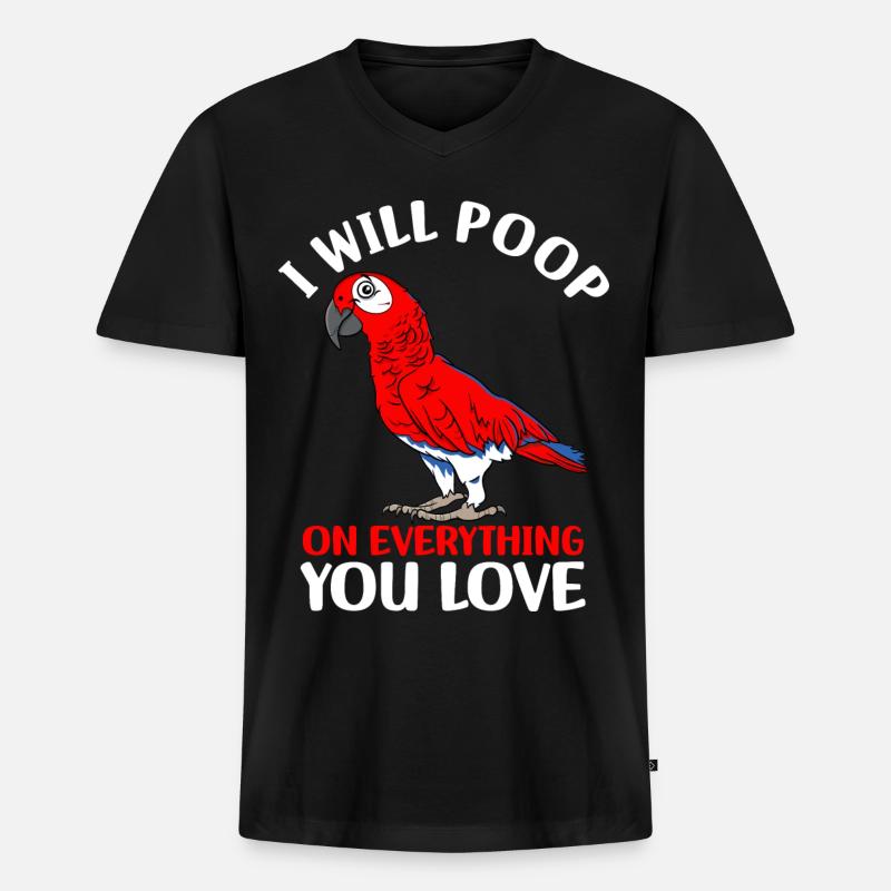Papagei - Männer Premium Bio T-Shirt mit V-Ausschnitt - Schwarz