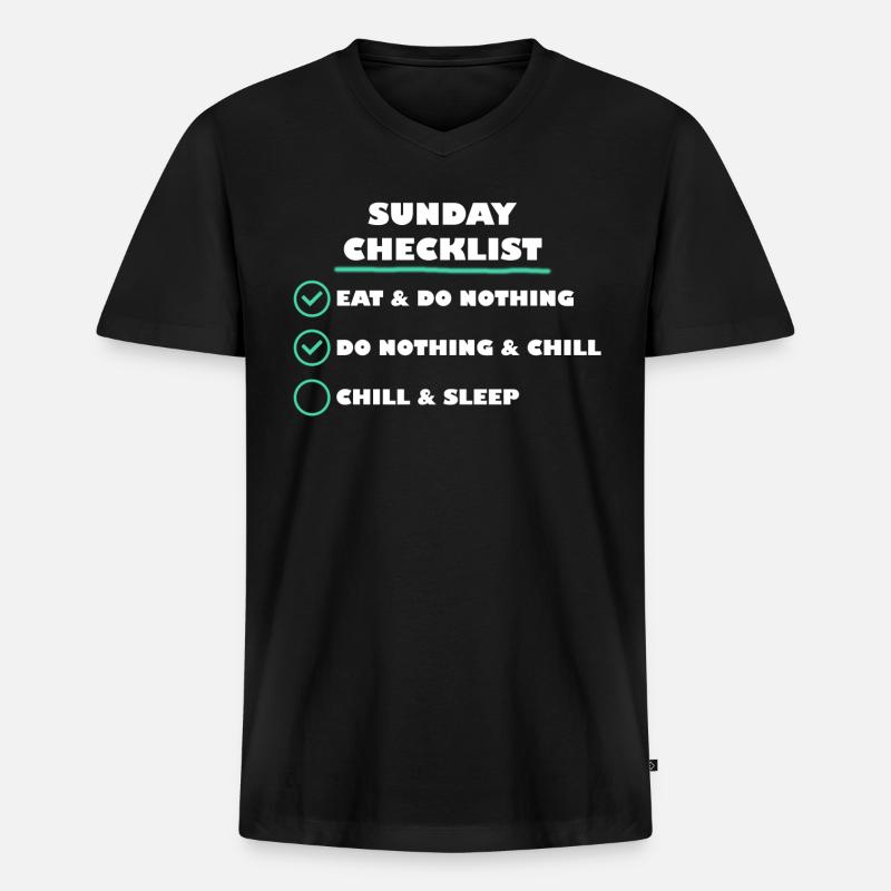 Sunday Checklist - Männer Premium Bio T-Shirt mit V-Ausschnitt - Schwarz