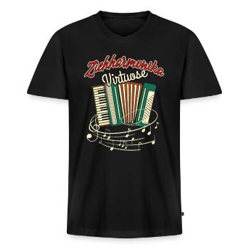 Quetschn Zugin Ziach Musik | Harmonika Akkordeon - Männer Premium Bio T-Shirt mit V-Ausschnitt - Schwarz - Vorne - Nico (187cm)