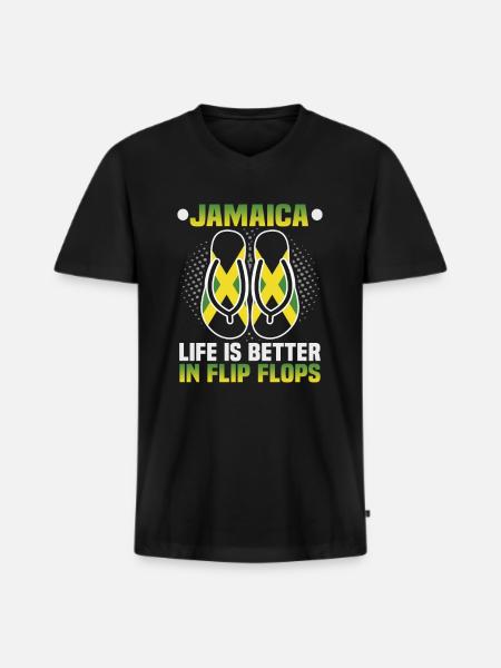 Jamaica beach holiday by the sea Design beach motif - Men's Premium Organic T-shirt with V-neck - black
