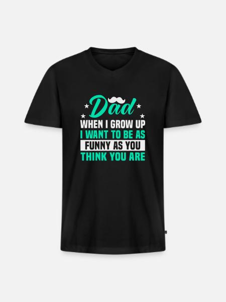 Fars dag far, når jeg bliver voksen, vil jeg være lige så sjov - Premium økologisk T-shirt med V-hals til mænd - sort