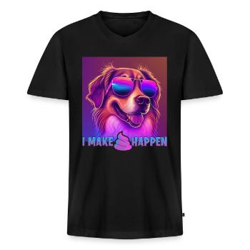 Chiens Berger Australien Chiens Amoureux Aussie - T-shirt encolure en V Premium bio Homme - noir - Devant - Nico (187cm)
