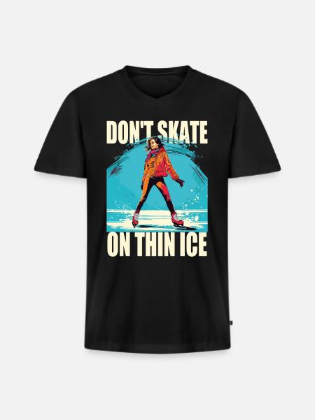 Eisläuferin Eislaufen Schlittschulaufen - Männer Premium Bio T-Shirt mit V-Ausschnitt - Schwarz