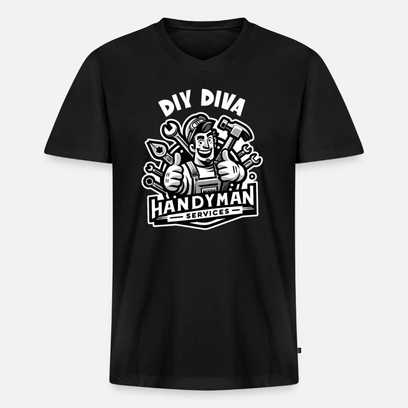 Handwerker Papa DIY Diva Heimwerker - Männer Premium Bio T-Shirt mit V-Ausschnitt - Schwarz