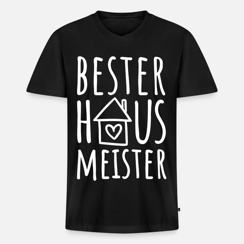 Bester Hausmeister - Männer Premium Bio T-Shirt mit V-Ausschnitt - Schwarz