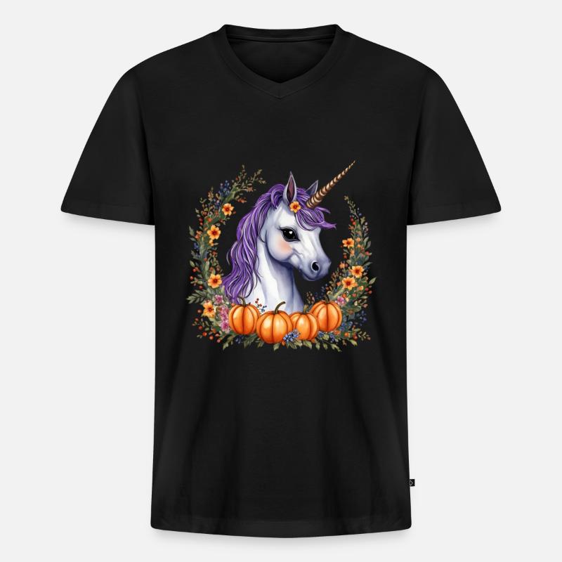 Halloween-Pony - Männer Premium Bio T-Shirt mit V-Ausschnitt - Schwarz