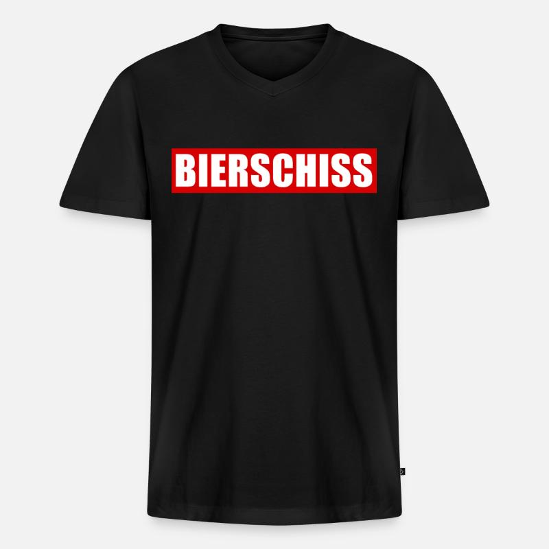 BIERSCHISS - Männer Premium Bio T-Shirt mit V-Ausschnitt - Schwarz
