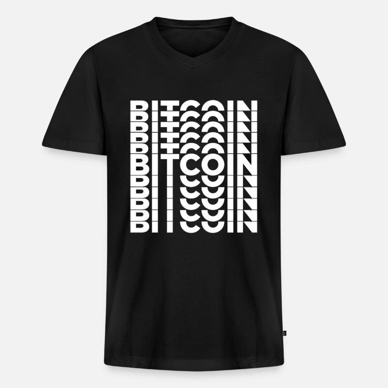 BITCOIN - Männer Premium Bio T-Shirt mit V-Ausschnitt - Schwarz