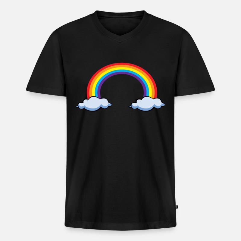 Rainbow with clouds | Rainbow - Men's Premium Organic T-shirt with V-neck - black