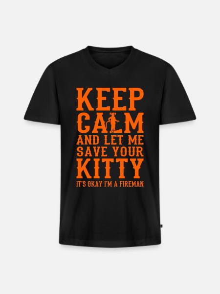 Blijf kalm Brandweer Grappige Brandweer Brandweer - Mannen Premium Bio T-shirt met V-hals - zwart