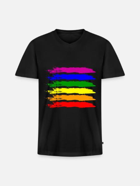 PRIDE FLAG LGBT Pride Gay Pride Måned LGBTQ Flagge - Premium økologisk T-shirt med V-hals til mænd - sort