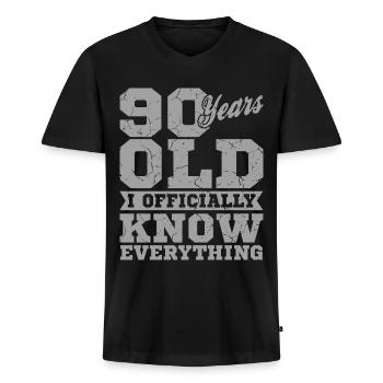 90 JAHRE ALT 90 Geburtstag Opa Lustig - Männer Premium Bio T-Shirt mit V-Ausschnitt - Schwarz - Vorne - Nico (187cm)