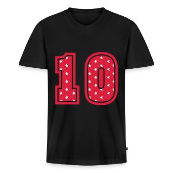 ICH BIN 10 JAHRE 10 Geburtstag Mädchen Retro - Männer Premium Bio T-Shirt mit V-Ausschnitt - Schwarz - Vorne - Nico (187cm)