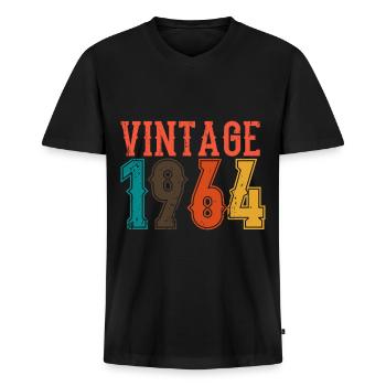 Geburtstag Papa Vintage 1964 - Männer Premium Bio T-Shirt mit V-Ausschnitt - Schwarz - Vorne - Nico (187cm)