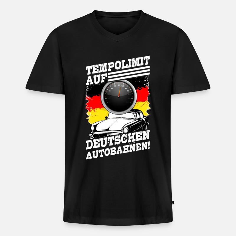 Autobahn Tempolimit Tempolimit Auf Deutschen - Männer Premium Bio T-Shirt mit V-Ausschnitt - Schwarz