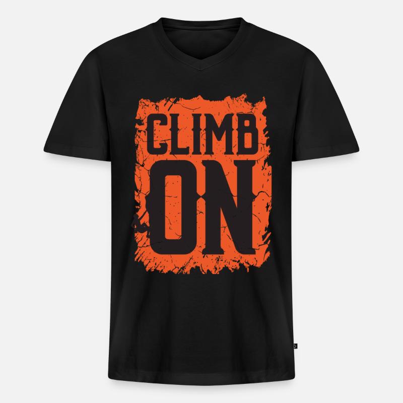 Bergsteiger Sprüche Climb On - Männer Premium Bio T-Shirt mit V-Ausschnitt - Schwarz