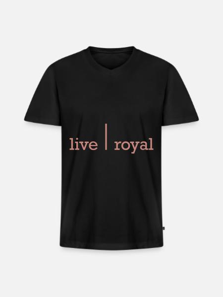 Live Royal Live | Royal FAT - Men's Premium Organic T-shirt with V-neck - black