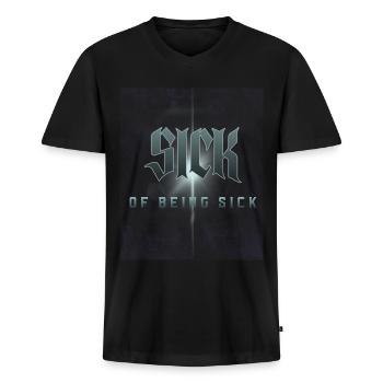 Gothic Lover Sick from Illness - Men's Premium Organic T-shirt with V-neck - black - Front - Nico (187cm)