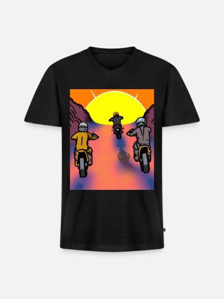 Vaporwave Aesthetic Sunset Mountains - Men's Premium Organic T-shirt with V-neck - black