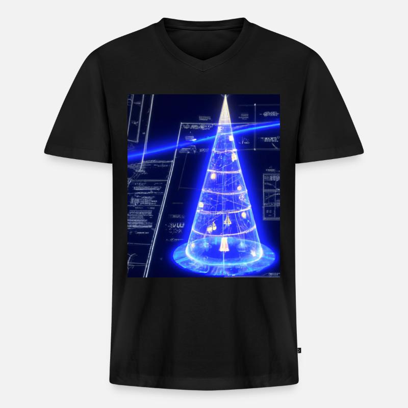 Weihnachten Weihnachtsbaum Schematic Blaupause - Männer Premium Bio T-Shirt mit V-Ausschnitt - Schwarz