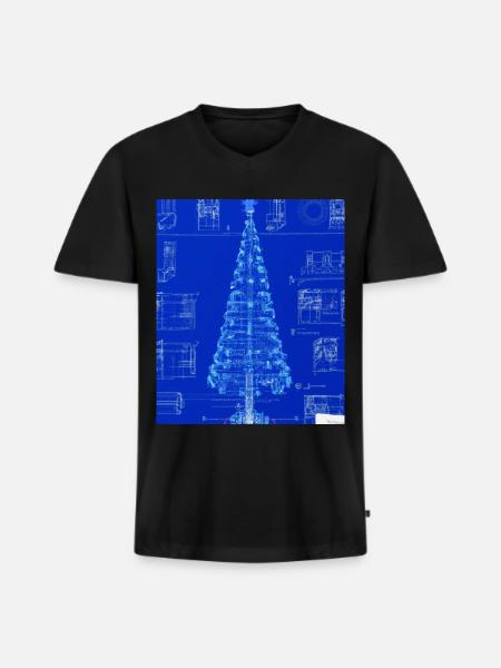 Christmas Christmas Tree Schematic Blueprint - Men's Premium Organic T-shirt with V-neck - black
