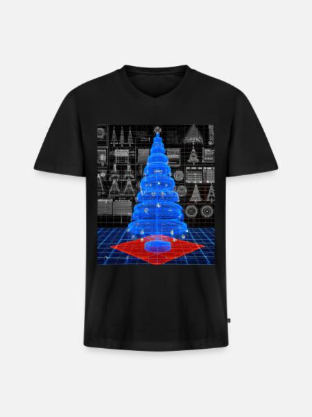 Weihnachten Weihnachtsbaum Schematic Blaupause - Männer Premium Bio T-Shirt mit V-Ausschnitt - Schwarz