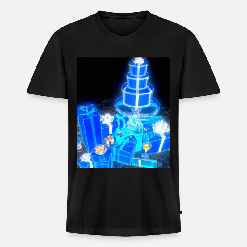 Weihnachten Weihnachtsbaum Schematic Blaupause - Männer Premium Bio T-Shirt mit V-Ausschnitt - Schwarz