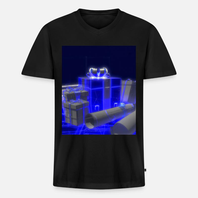 Weihnachten Weihnachtsbaum Schematic Blaupause - Männer Premium Bio T-Shirt mit V-Ausschnitt - Schwarz