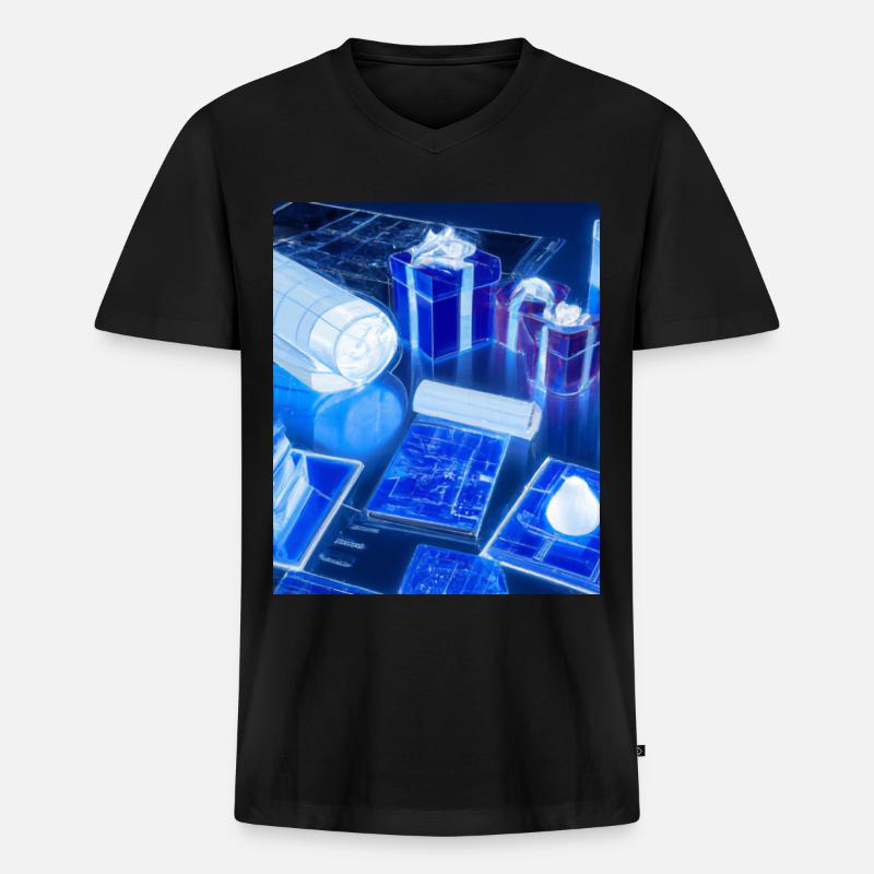 Weihnachten Weihnachtsbaum Schematic Blaupause - Männer Premium Bio T-Shirt mit V-Ausschnitt - Schwarz