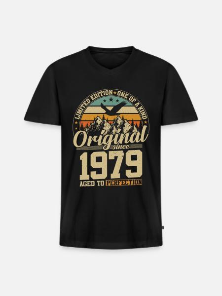 cadeau d'anniversaire 45 ans 1979 édition limitée - T-shirt encolure en V Premium bio Homme - noir