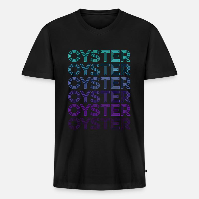 Auster Retro - Männer Premium Bio T-Shirt mit V-Ausschnitt - Schwarz