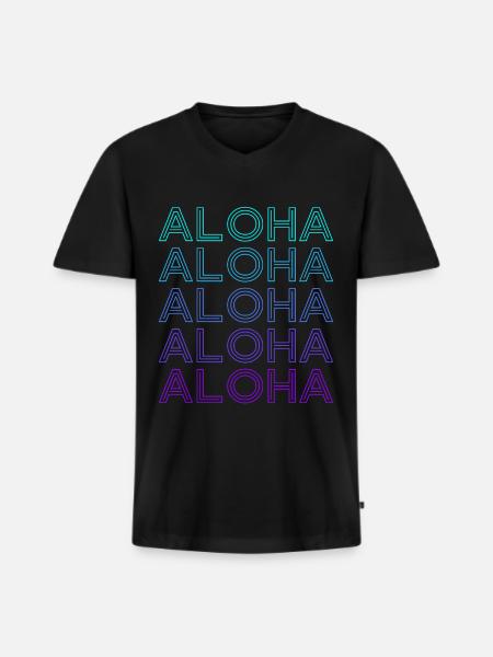 Aloha Hibiscus Hawaii Flower Retro - Men's Premium Organic T-shirt with V-neck - black