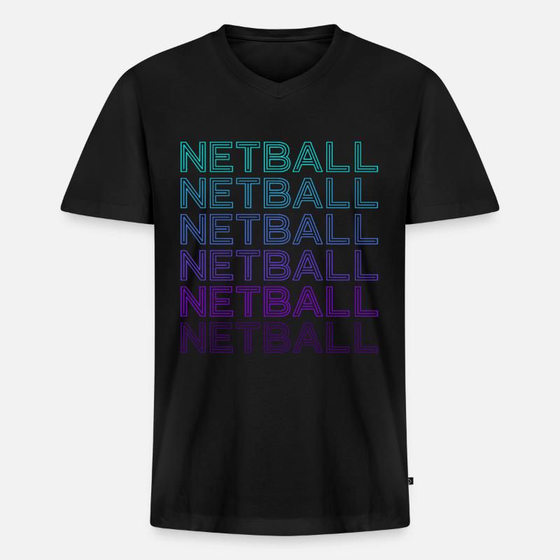 Netball Retro - Männer Premium Bio T-Shirt mit V-Ausschnitt - Schwarz