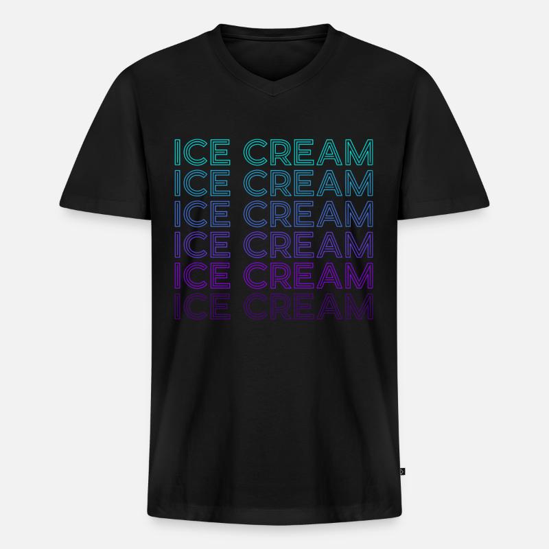 Eiscreme-Tüte Retro - Männer Premium Bio T-Shirt mit V-Ausschnitt - Schwarz