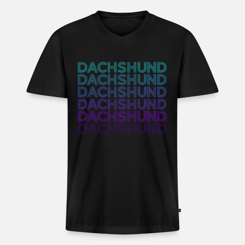 Dackel Retro - Männer Premium Bio T-Shirt mit V-Ausschnitt - Schwarz
