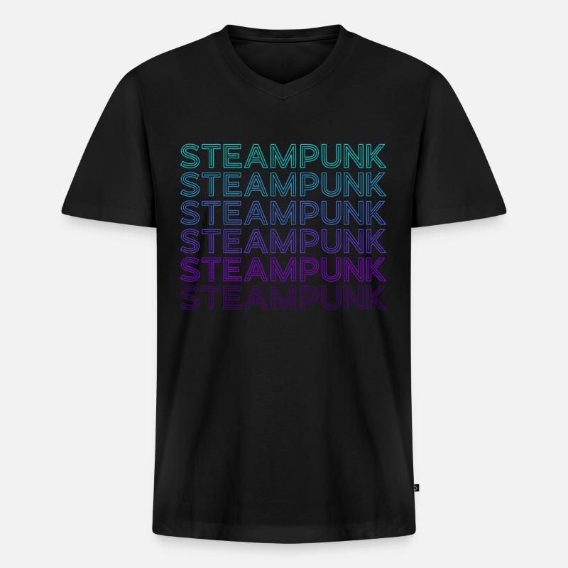 Steampunk Retro - Männer Premium Bio T-Shirt mit V-Ausschnitt - Schwarz